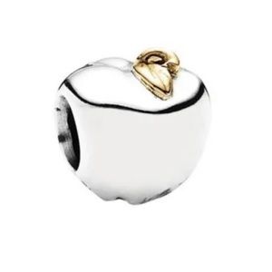 Authentic Pandora Apple Charm, Two Tone Silver and Gold, Vintage